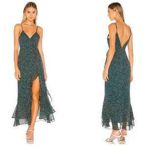 Lovers + Friends Gelina Ruffle Maxi Dress in Teal Dot XL